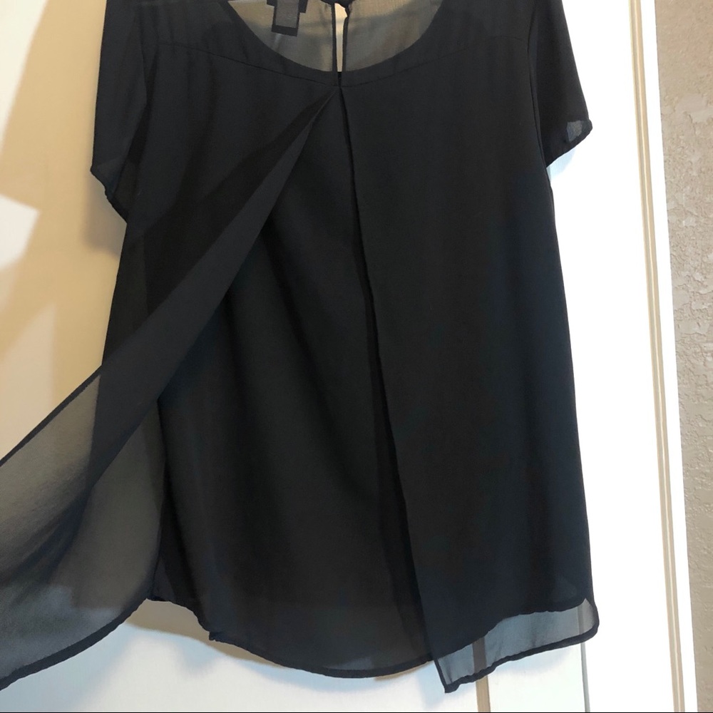 Black split-back layered blouse